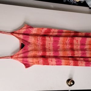 ⭐Jane Ashley Casual Orange Boho Look Summer Dress Size Large